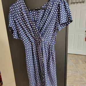 Forever 21 Polka Dot Blue Wrap Dress Size S